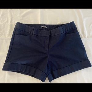 EXPRESS Mid-Rise Cuffed Jean Dress Shorts